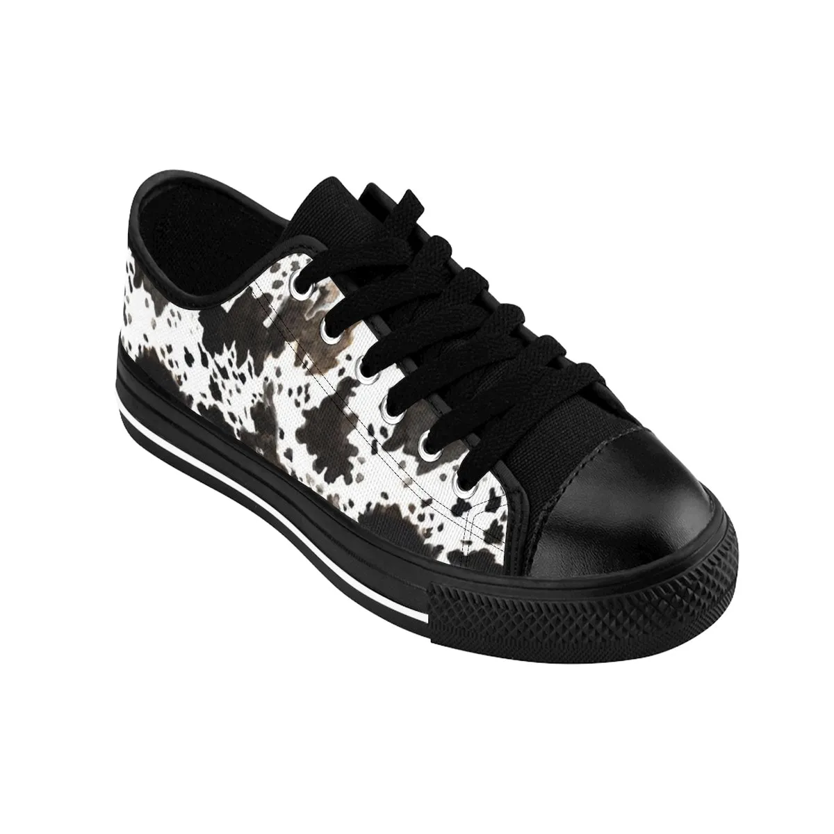 Cow Print Ladies Low Tops, Brown White Durable & Lightweight Women's Low Top Sneakers