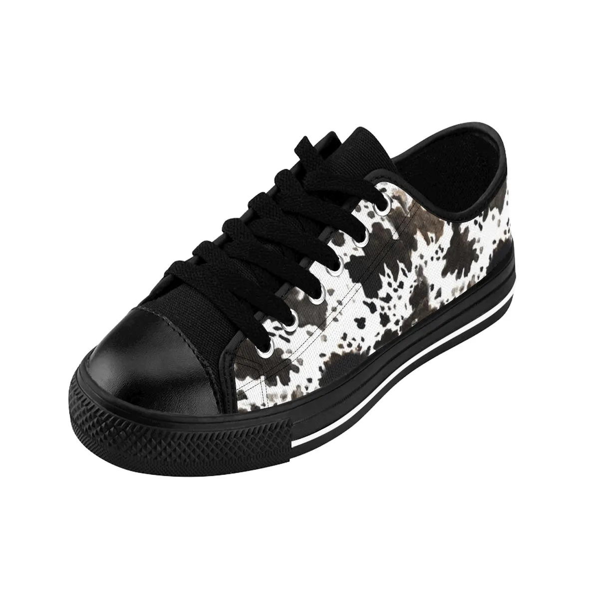 Cow Print Ladies Low Tops, Brown White Durable & Lightweight Women's Low Top Sneakers