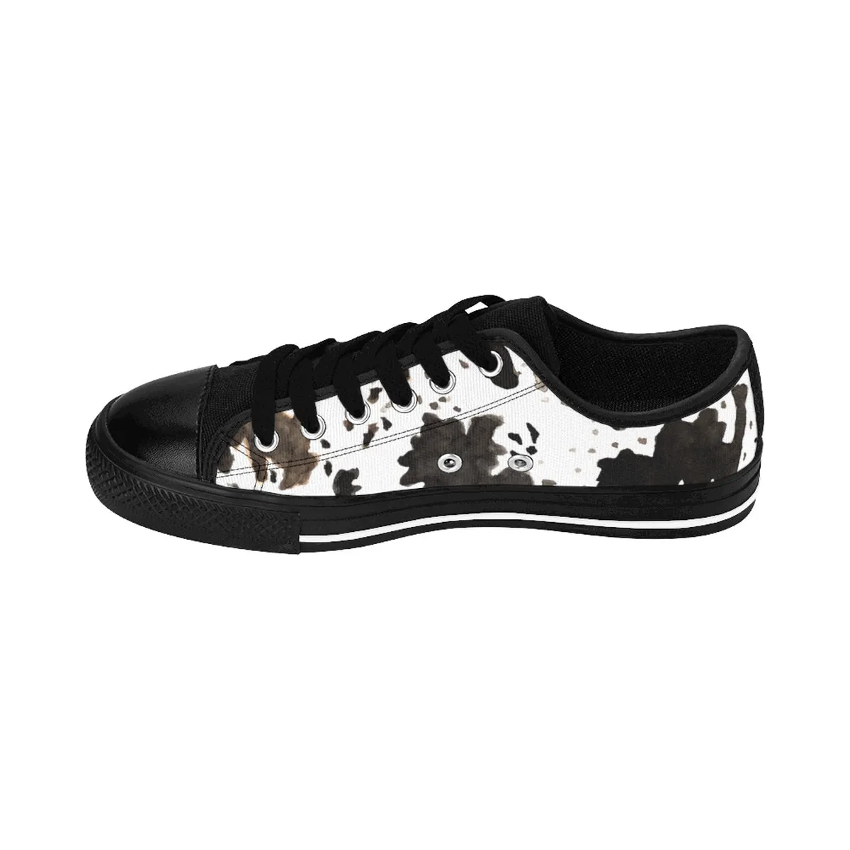 Cow Print Men's Sneakers, Animal Print Low Top Nylon Canvas Tennis Sneaker Footwear Shoes For Men