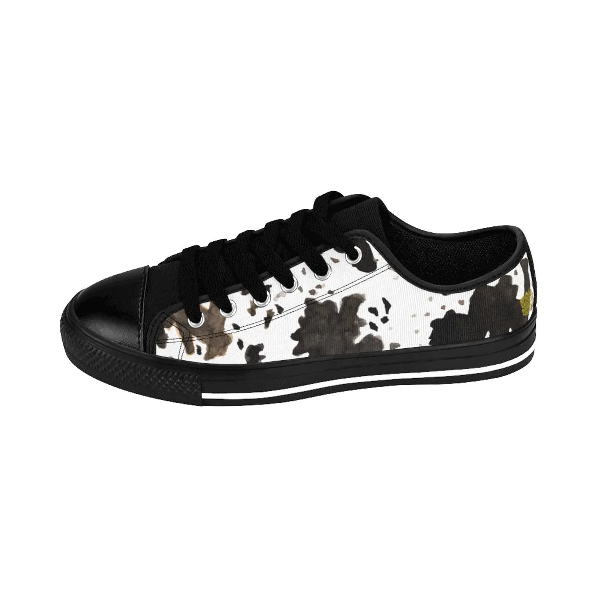 Cow Print Men's Sneakers, Animal Print Low Top Nylon Canvas Tennis Sneaker Footwear Shoes For Men