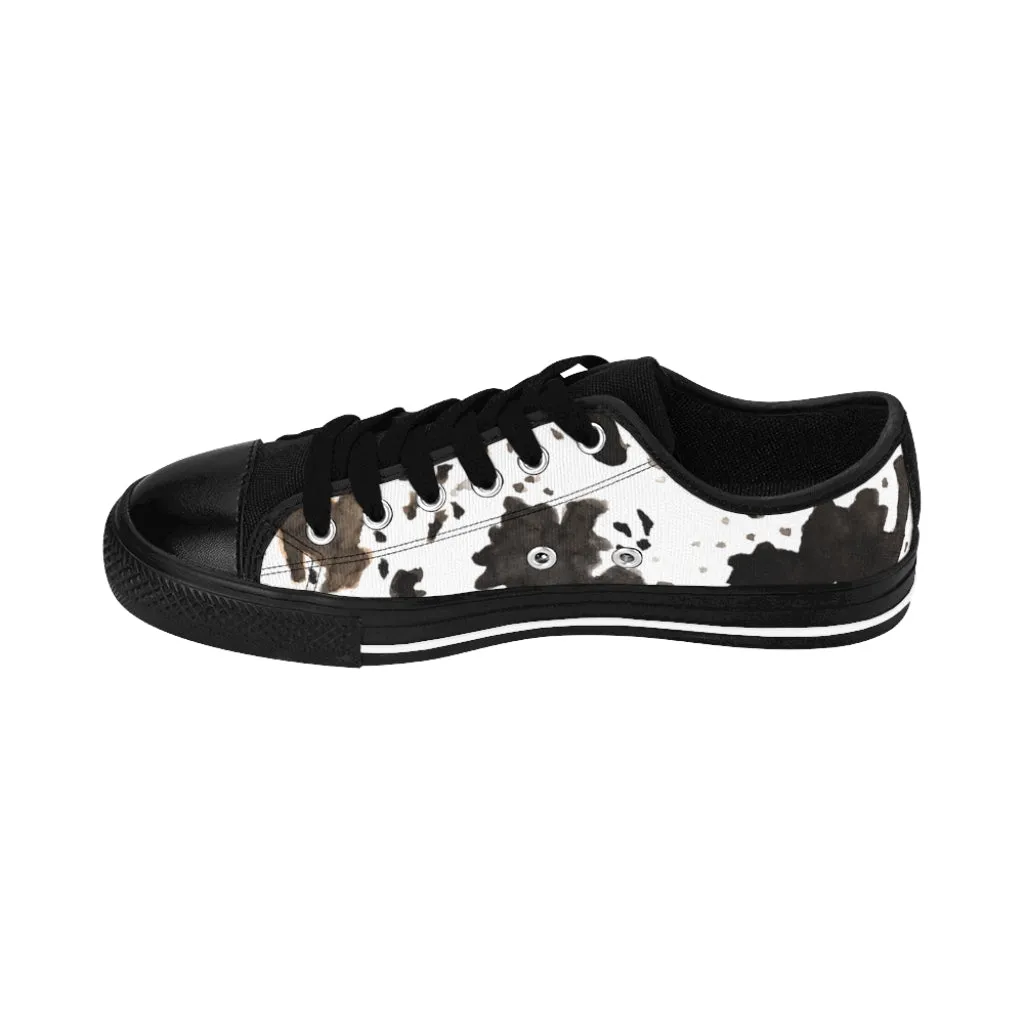 Cow Print Men's Sneakers, Farm Animal Print Casual Low Top Fashion Casual Sneakers For Men