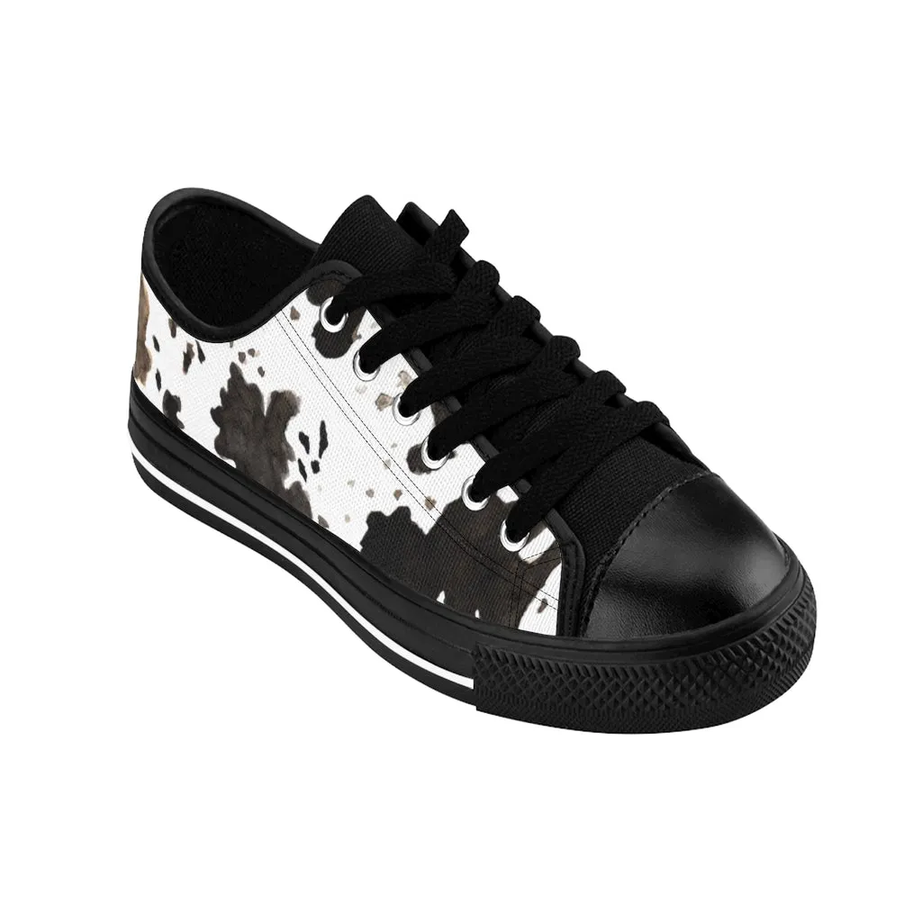 Cow Print Men's Sneakers, Farm Animal Print Casual Low Top Fashion Casual Sneakers For Men