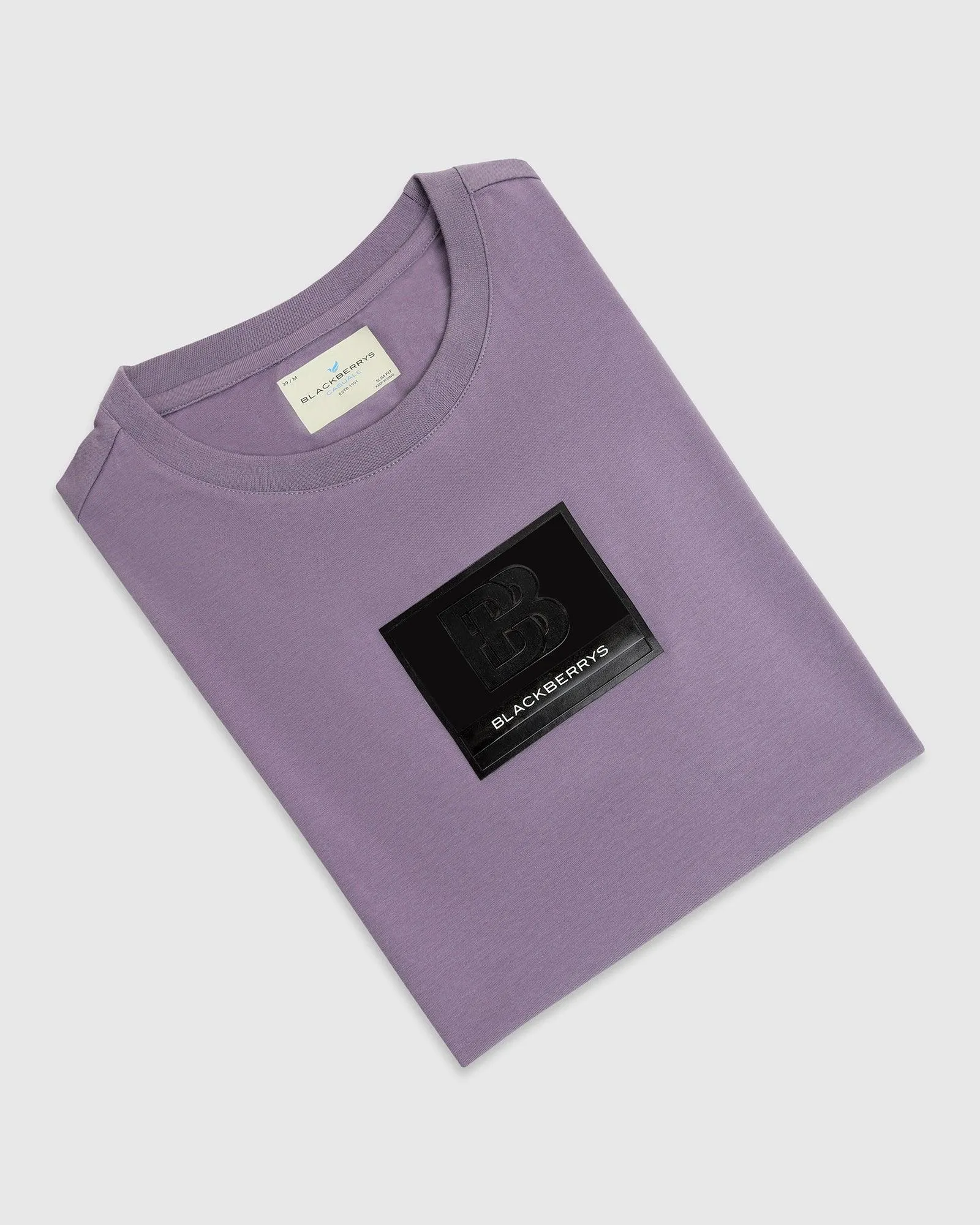 Crew Neck Purple Solid T-Shirt - Salve