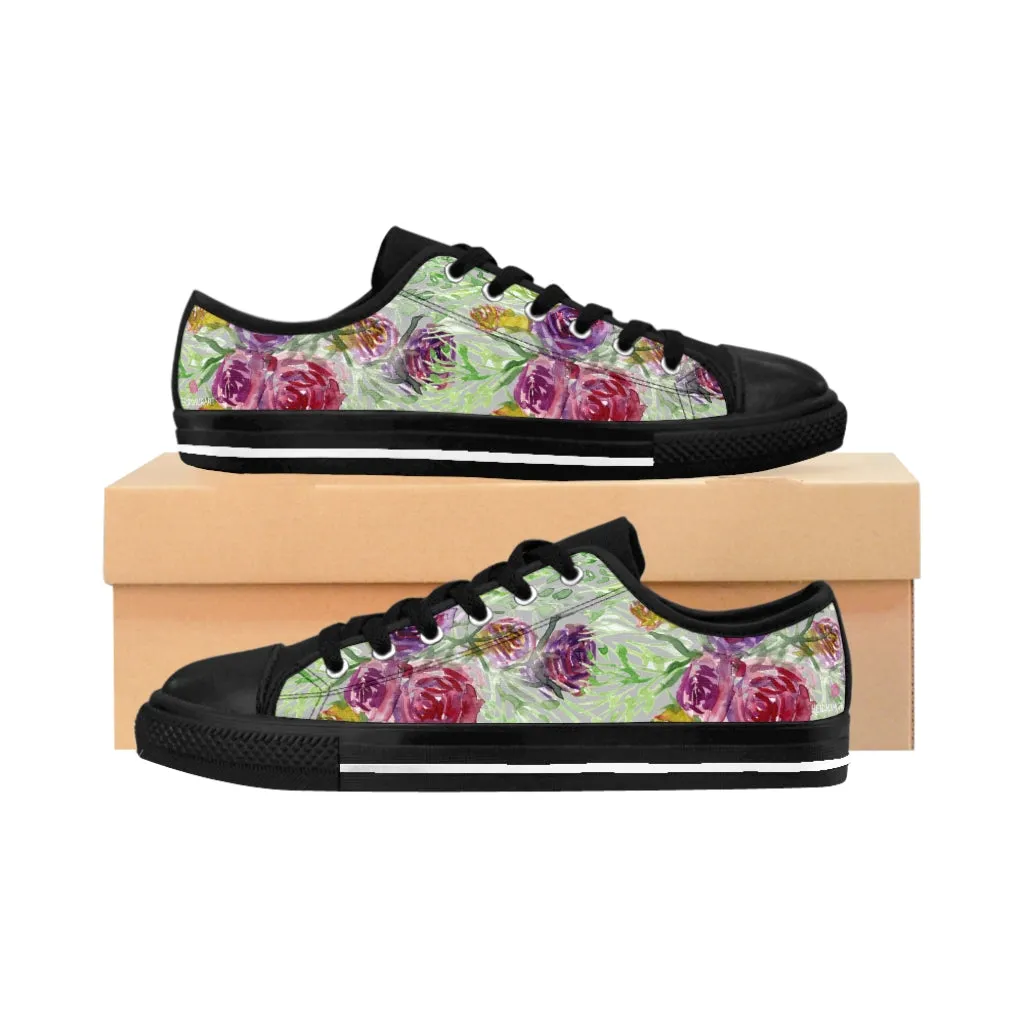 Cute Floral Rose Women's Sneakers, Floral Rose Print Best Tennis Casual Shoes For Women (US Size: 6-12)