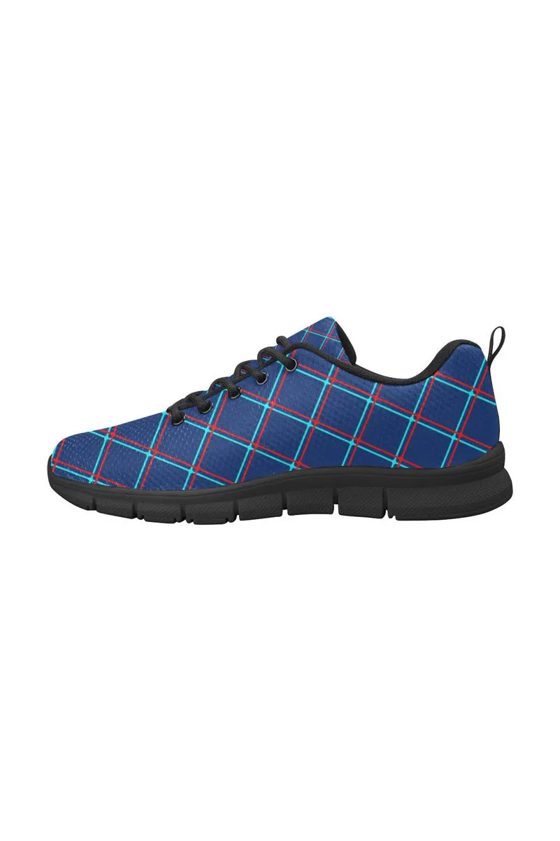 Cyan Plaid Women's Breathable Running Shoes