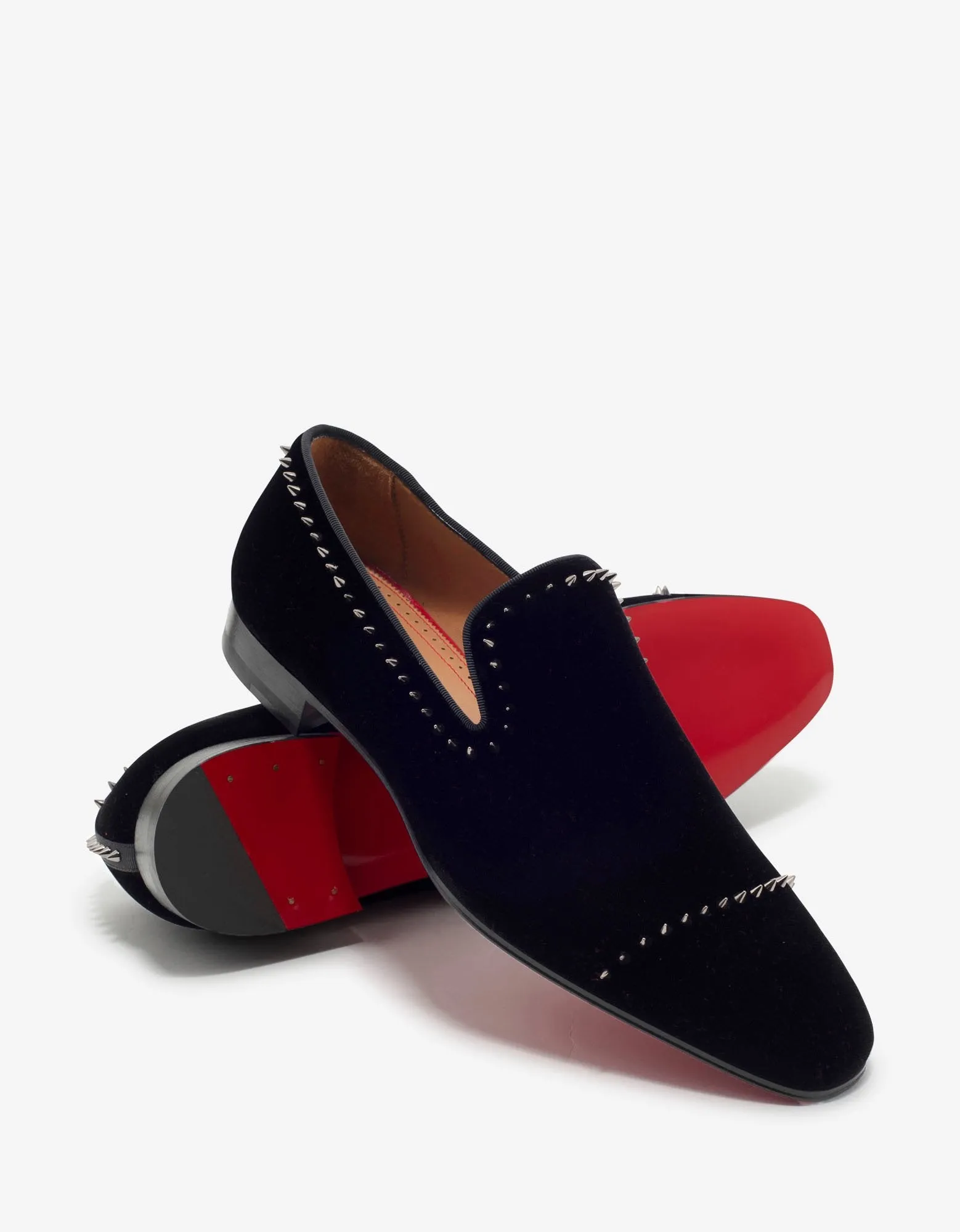 Dandeton Black Velvet Stud Loafers -