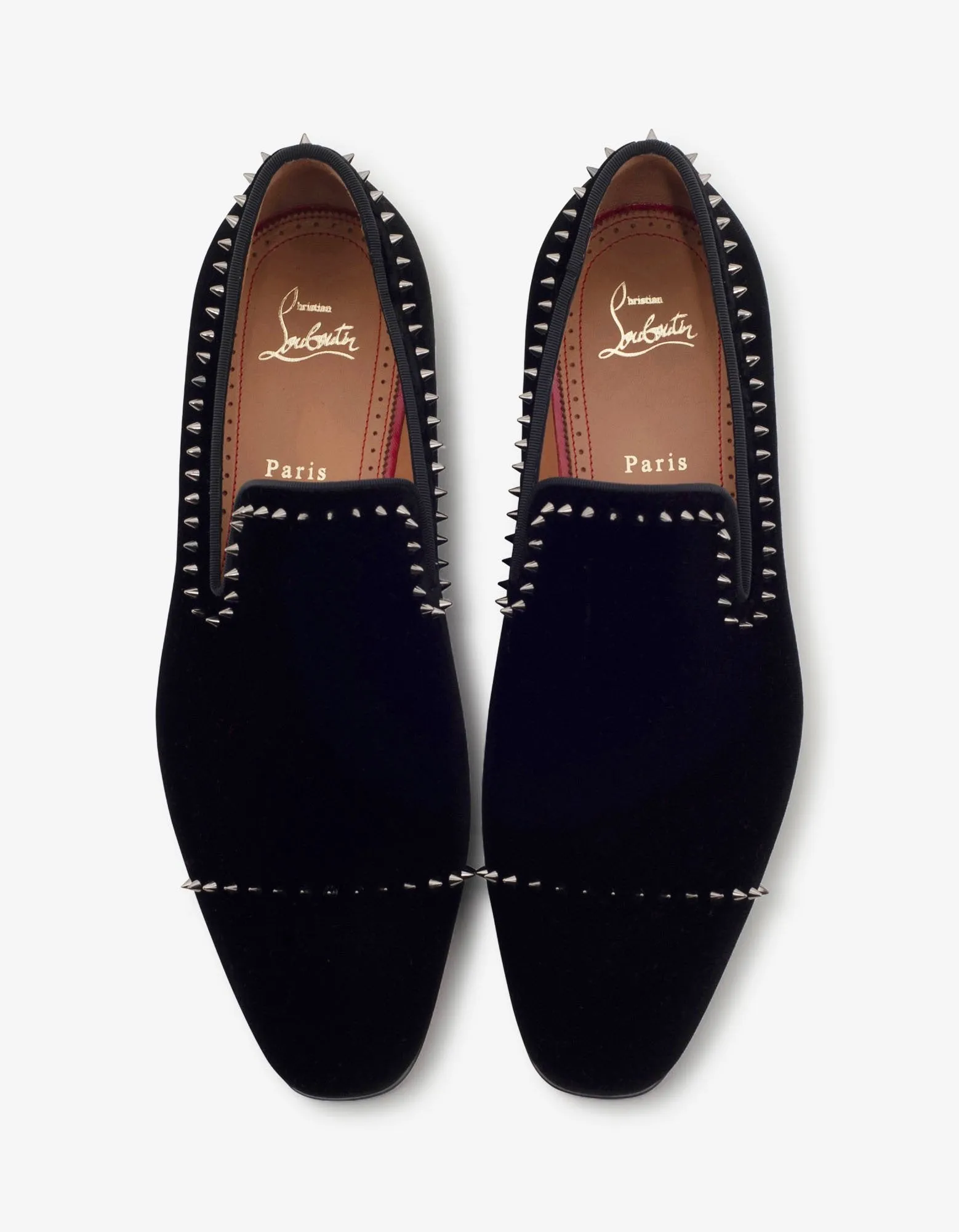 Dandeton Black Velvet Stud Loafers -