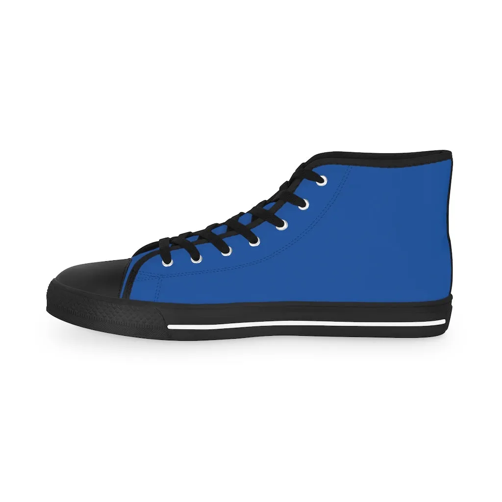 Dark Blue Men's High Tops, Modern Minimalist Best Men's High Top Sneakers (US Size: 5-14)