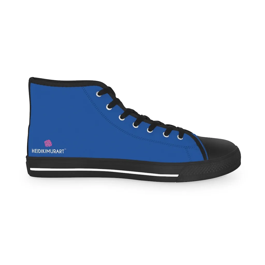 Dark Blue Men's High Tops, Modern Minimalist Best Men's High Top Sneakers (US Size: 5-14)