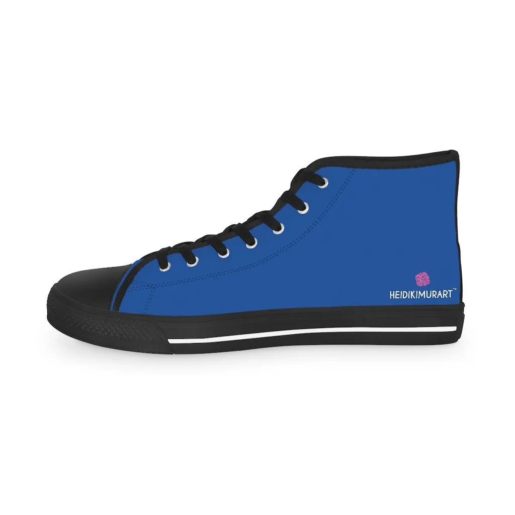 Dark Blue Men's High Tops, Modern Minimalist Best Men's High Top Sneakers (US Size: 5-14)