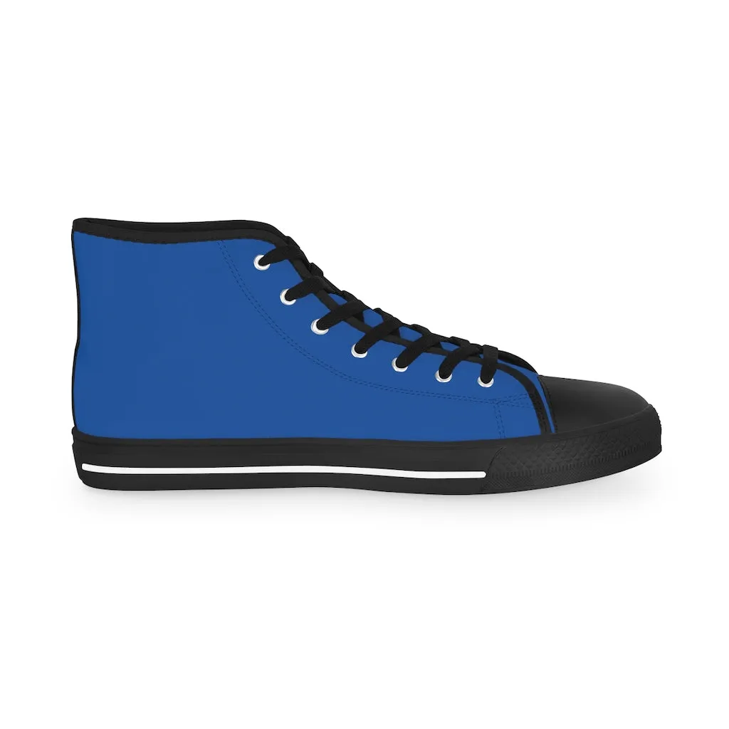 Dark Blue Men's High Tops, Modern Minimalist Best Men's High Top Sneakers (US Size: 5-14)