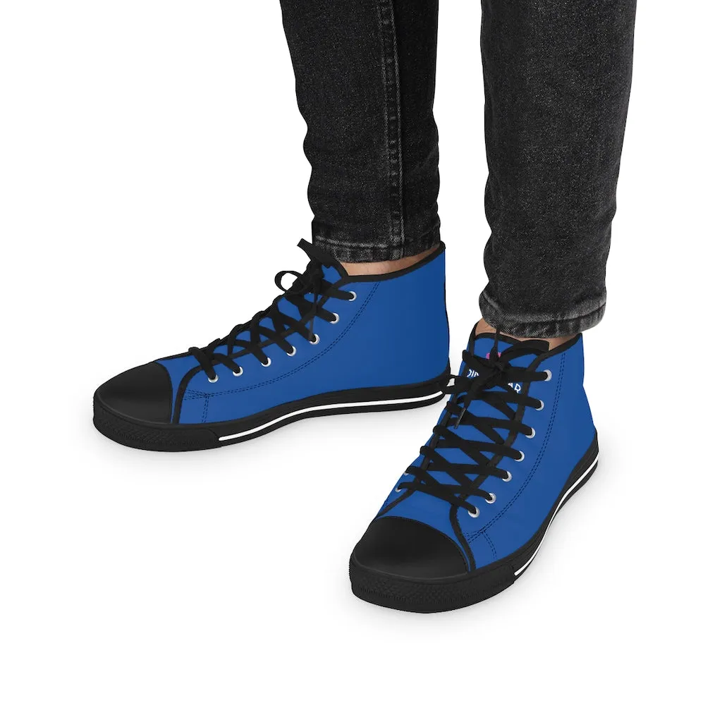 Dark Blue Men's High Tops, Modern Minimalist Best Men's High Top Sneakers (US Size: 5-14)