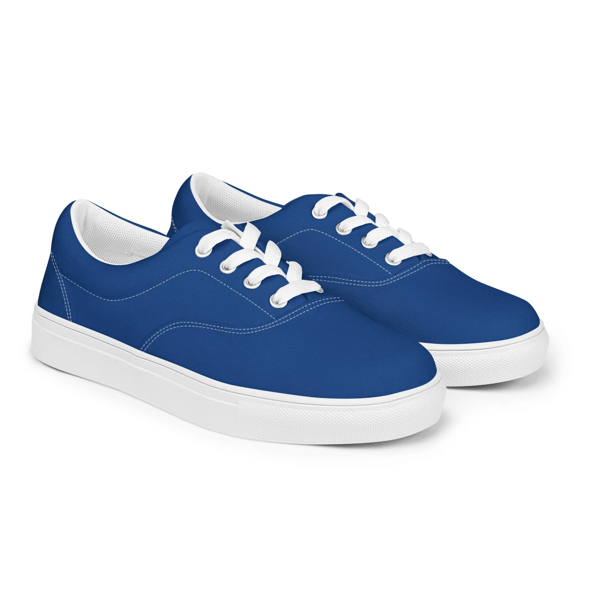 Dark Blue Men's Low Tops, Solid Dark Blue Color Best Designer Men’s Lace-up Canvas Shoes (US Size: 5-13)