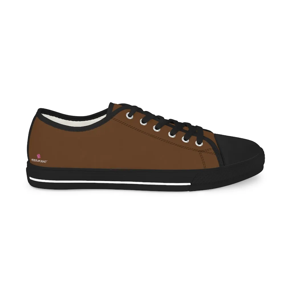 Dark Brown Color Men's Sneakers, Best Solid Brown Color Men's Low Top Sneakers Tennis Canvas Shoes (US Size: 5-14)