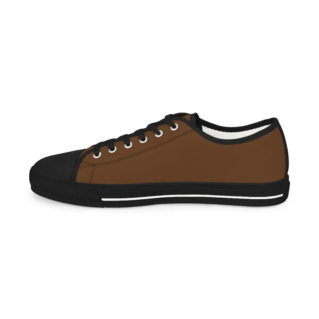 Dark Brown Color Men's Sneakers, Best Solid Brown Color Men's Low Top Sneakers Tennis Canvas Shoes (US Size: 5-14)