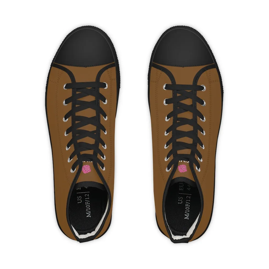 Dark Brown Men's High Tops, Modern Minimalist Best Men's High Top Sneakers (US Size: 5-14)