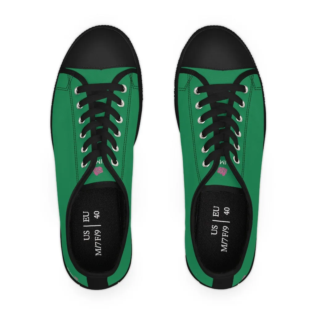 Dark Green Best Ladies' Sneakers, Solid Green Color Women's Low Top Sneakers (US Size: 5.5-12)