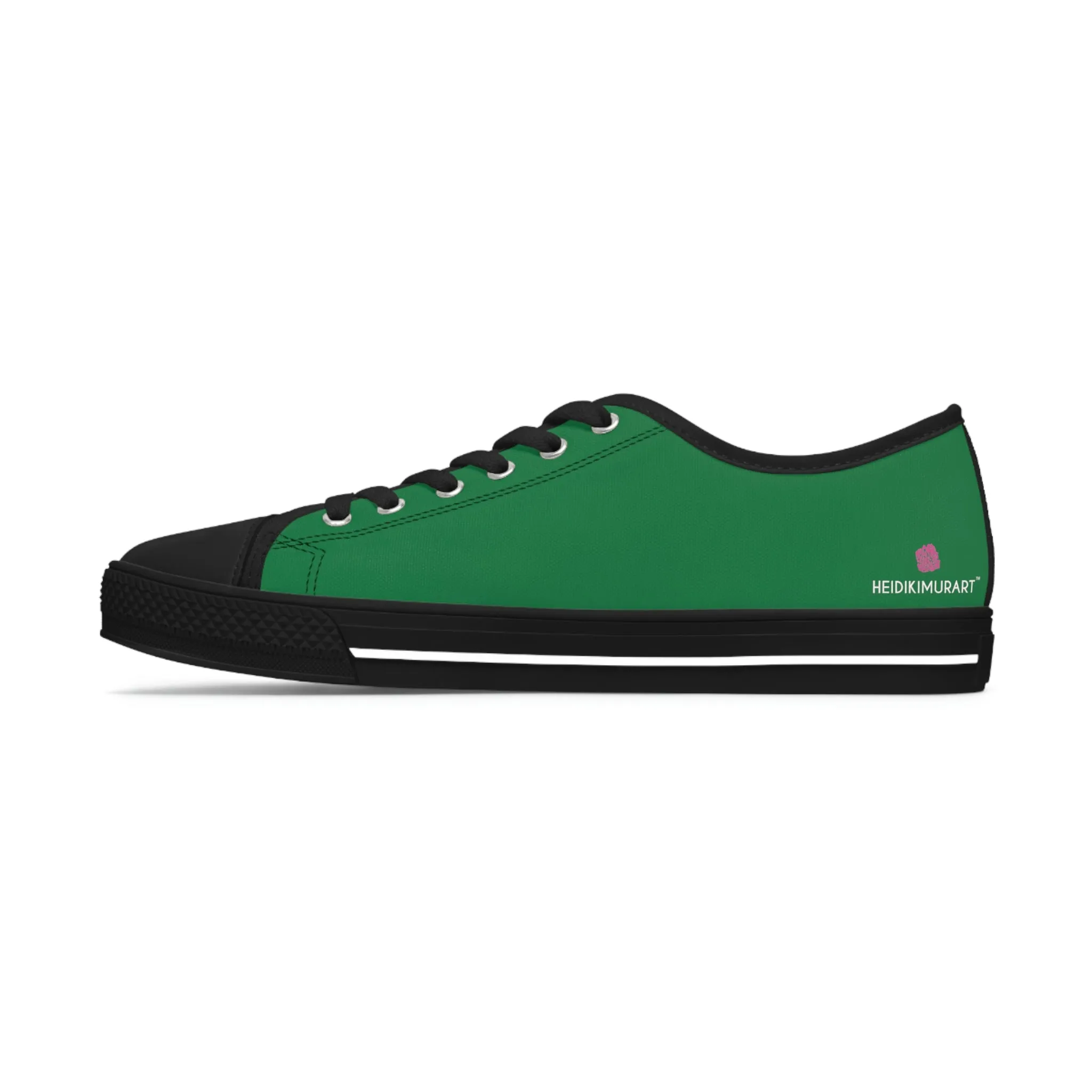 Dark Green Color Ladies' Sneakers, Green Solid Color Best Designer Canvas Fashion Women's Low Top Sneakers (US Size: 5.5-12)