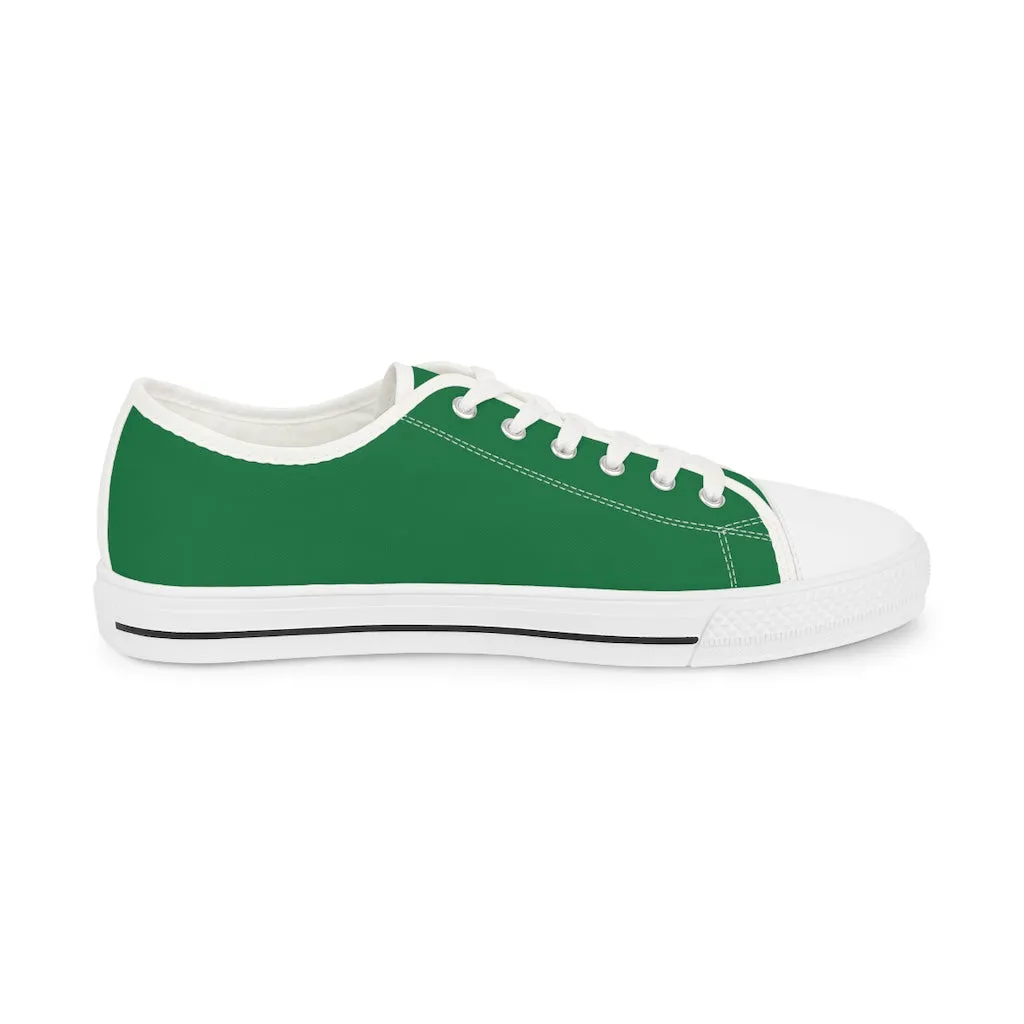 Dark Green Color Men's Sneakers, Best Solid Dark Green Color Men's Low Top Sneakers Tennis Canvas Shoes (US Size: 5-14)