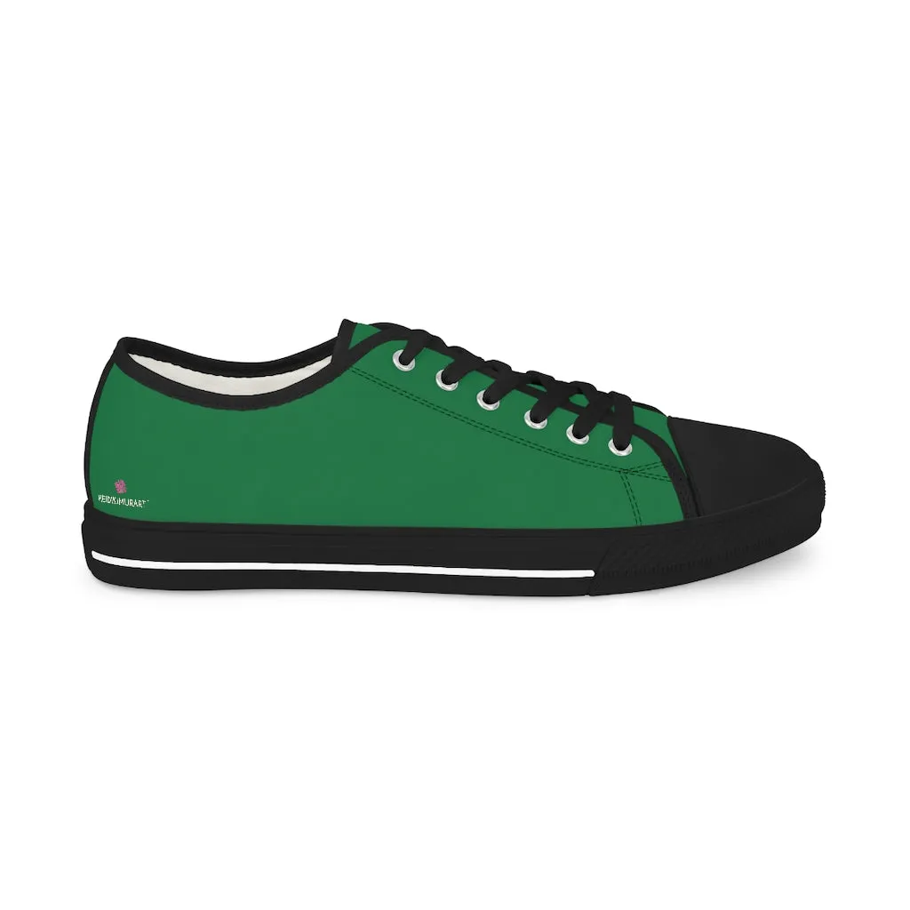 Dark Green Color Men's Sneakers, Best Solid Dark Green Color Men's Low Top Sneakers Tennis Canvas Shoes (US Size: 5-14)