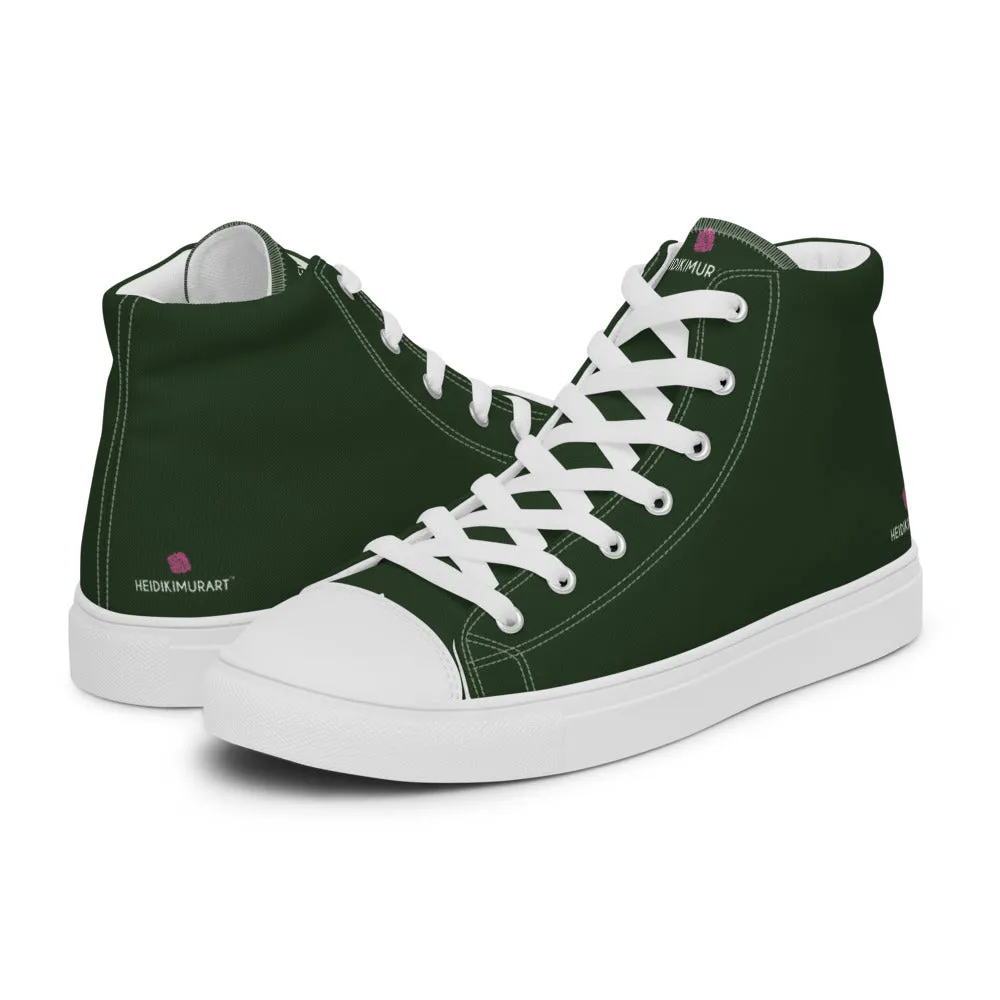 Dark Green Men's Sneakers, Modern Essential Solid Color Designer High Top Sneakers For Men