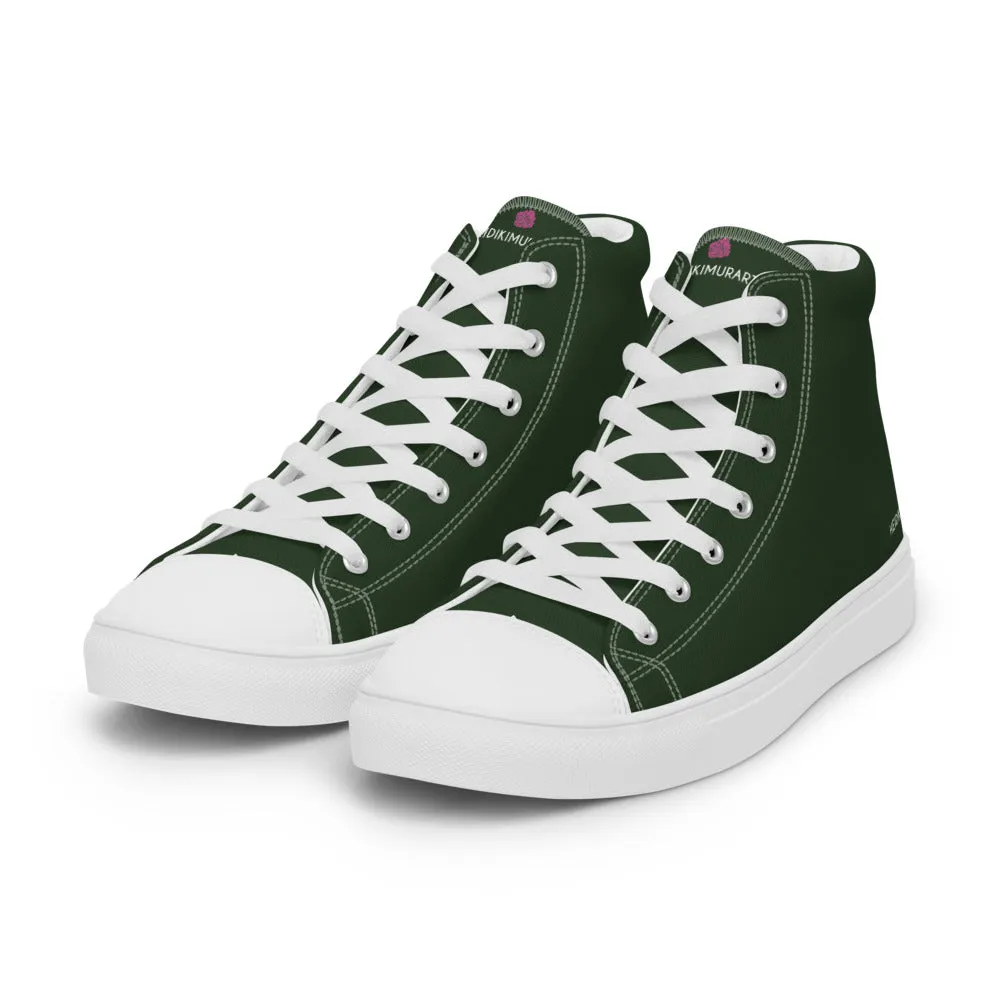 Dark Green Men's Sneakers, Modern Essential Solid Color Designer High Top Sneakers For Men