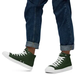 Dark Green Men's Sneakers, Modern Essential Solid Color Designer High Top Sneakers For Men