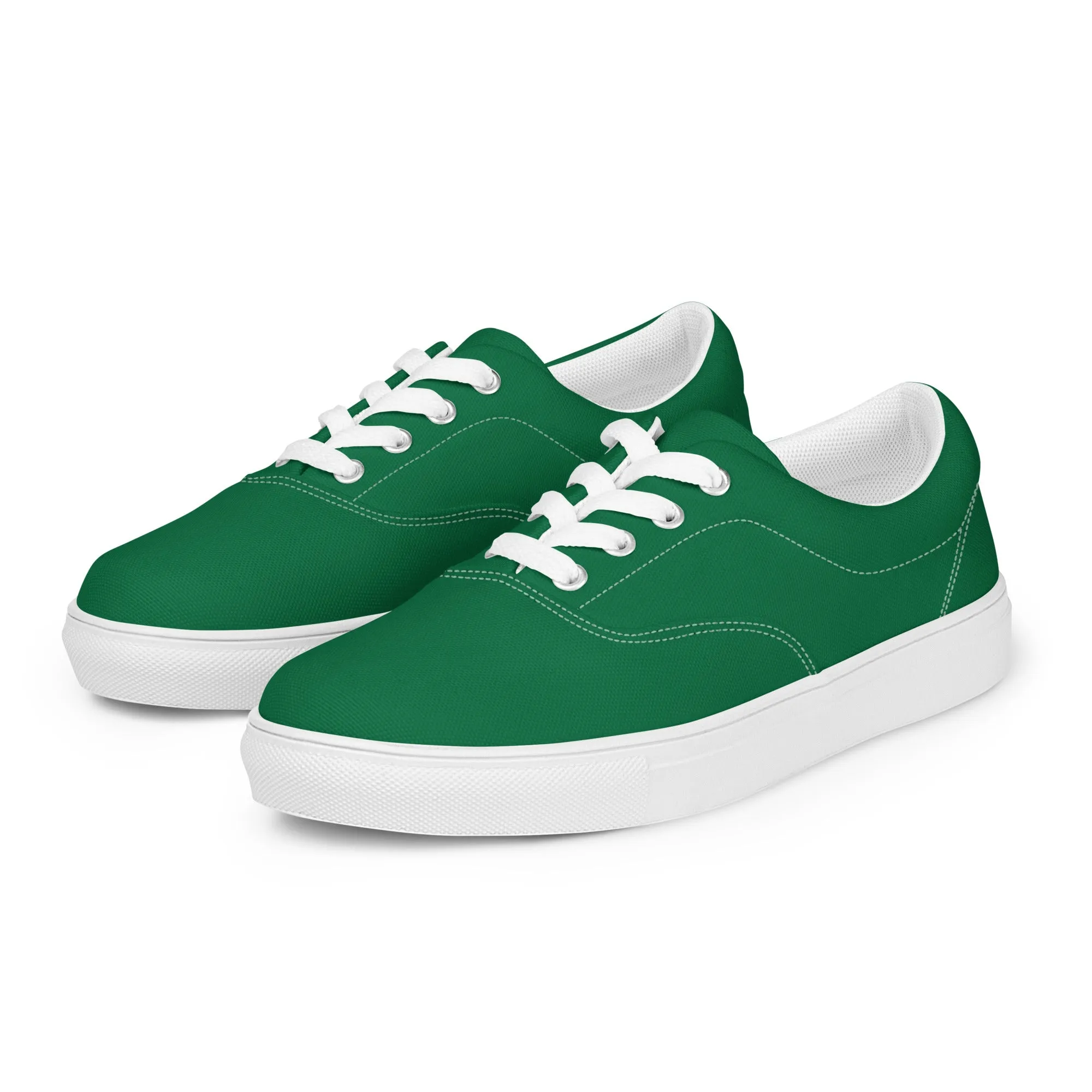 Dark Green Men's Sneakers, Solid Green Color Best Designer Men’s Lace-up Canvas Shoes (US Size: 5-13)