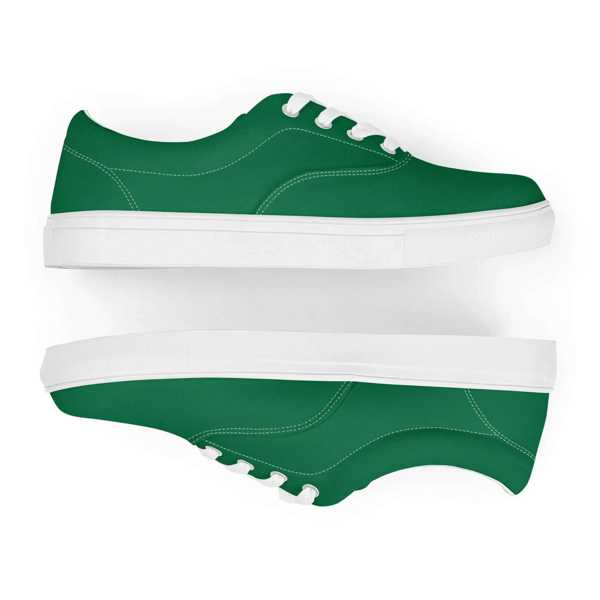 Dark Green Men's Sneakers, Solid Green Color Best Designer Men’s Lace-up Canvas Shoes (US Size: 5-13)