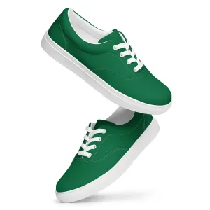 Dark Green Men's Sneakers, Solid Green Color Best Designer Men’s Lace-up Canvas Shoes (US Size: 5-13)