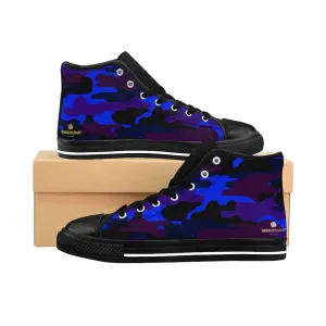 Dark Purple Camo Men's Sneakers, Blue Camouflage Camo Army Military Print Men's High-top Sneakers Shoes