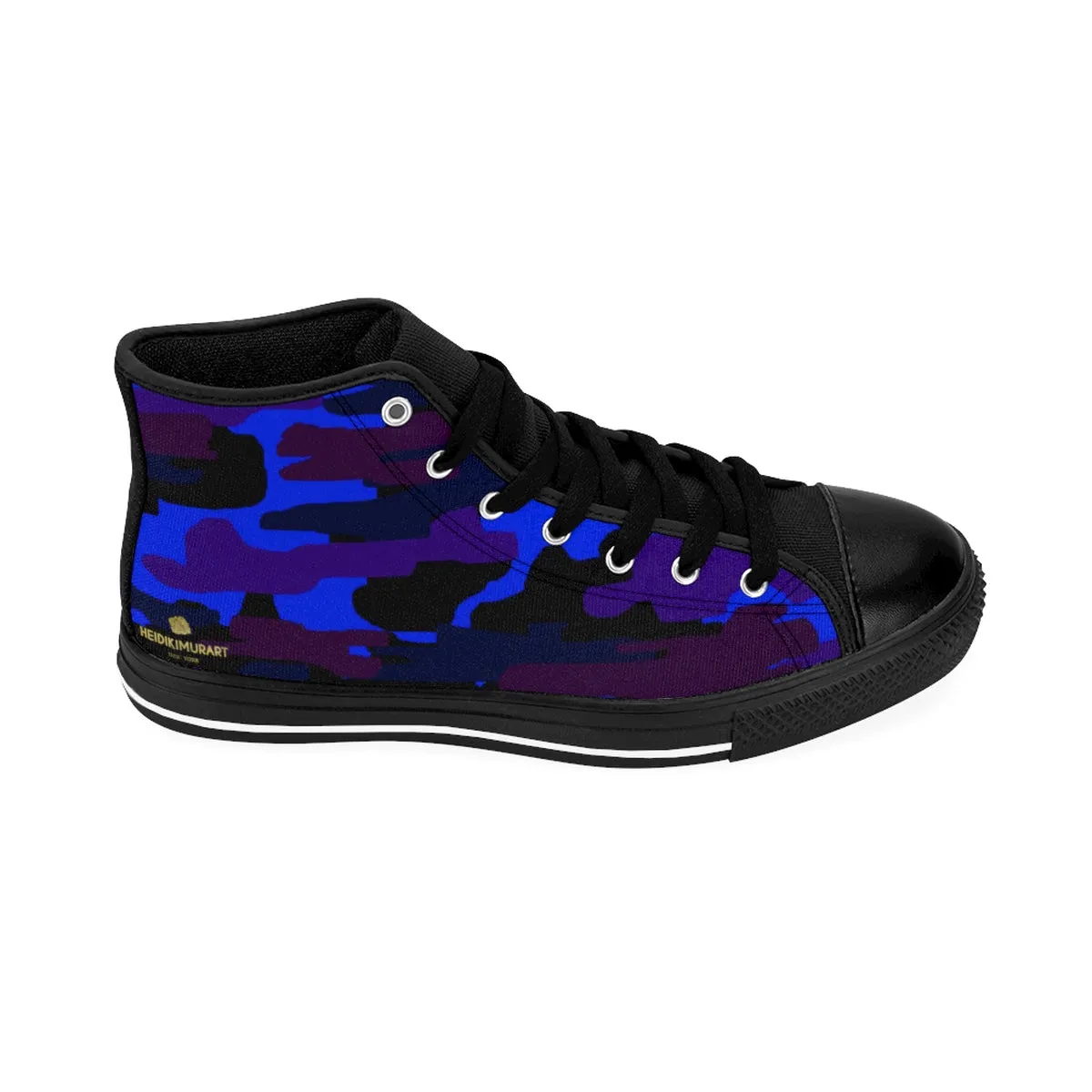 Dark Purple Camo Men's Sneakers, Blue Camouflage Camo Army Military Print Men's High-top Sneakers Shoes