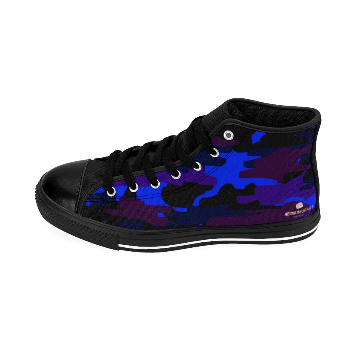 Dark Purple Camo Men's Sneakers, Blue Camouflage Camo Army Military Print Men's High-top Sneakers Shoes