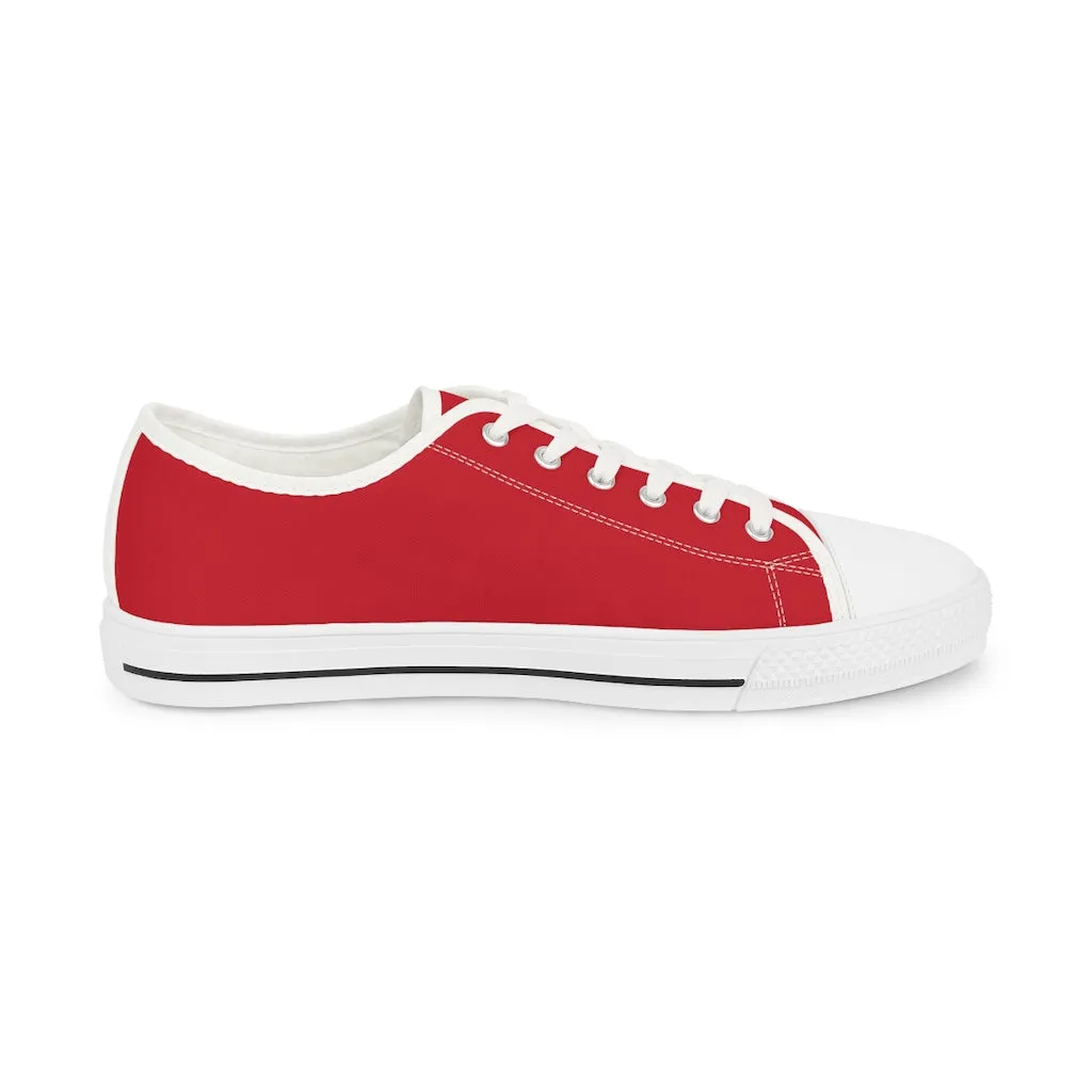 Dark Red Color Men's Sneakers, Best Solid Red Color Men's Low Top Sneakers Tennis Canvas Shoes (US Size: 5-14)