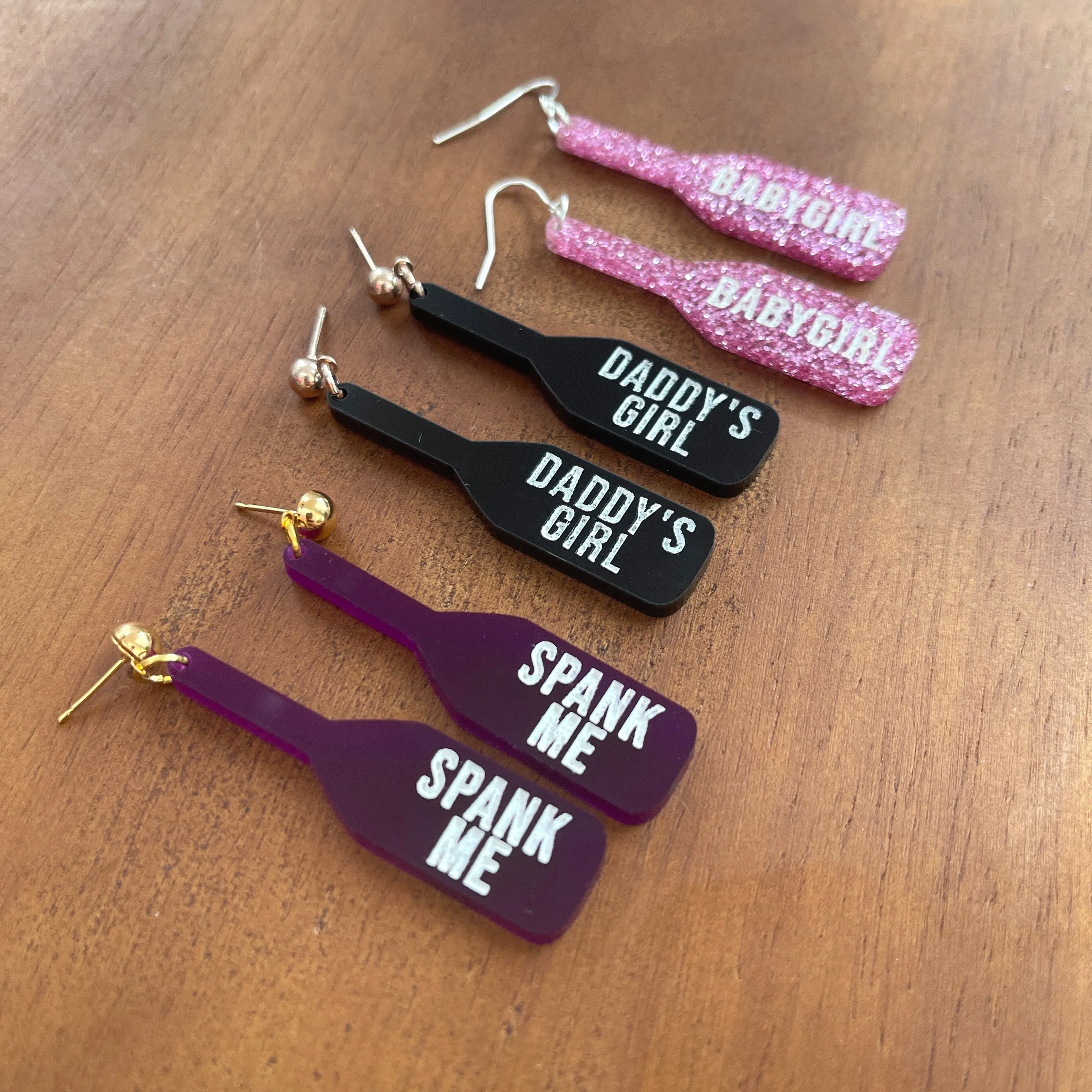 Design Your Own BDSM Paddle Earrings - Custom Engraved