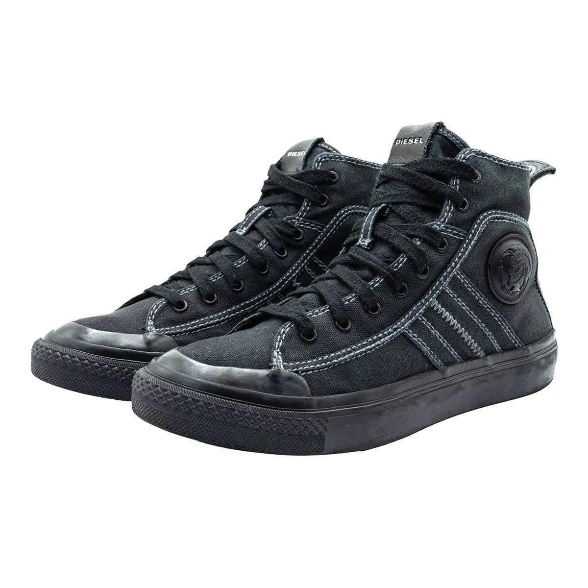 Diesel Sastico Lace High-Top Sneakers Fabric Black Colour For Men