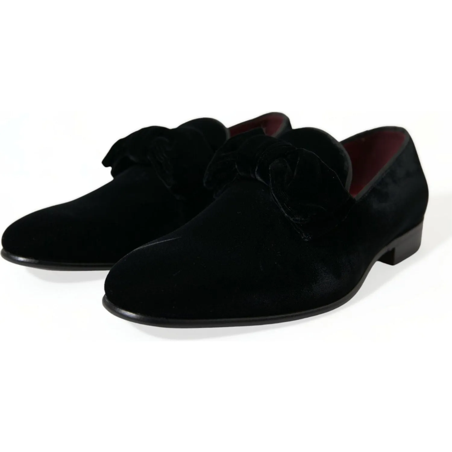 Dolce & Gabbana Elegant Black Velvet Loafers - Men's Luxury Footwear