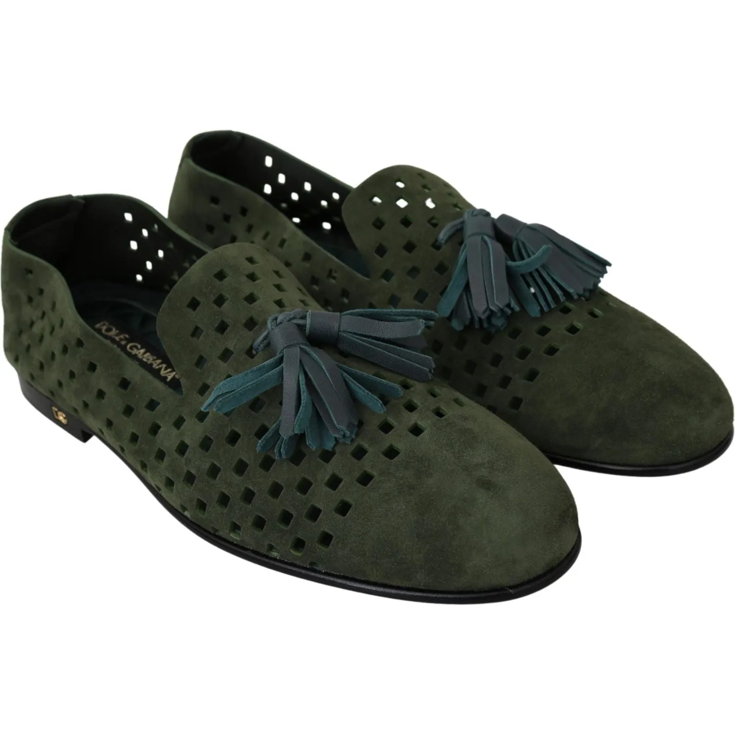 Dolce & Gabbana Elegant Green Suede Loafers for Men