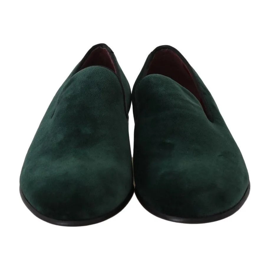 Dolce & Gabbana Elegant Green Suede Slip-On Loafers