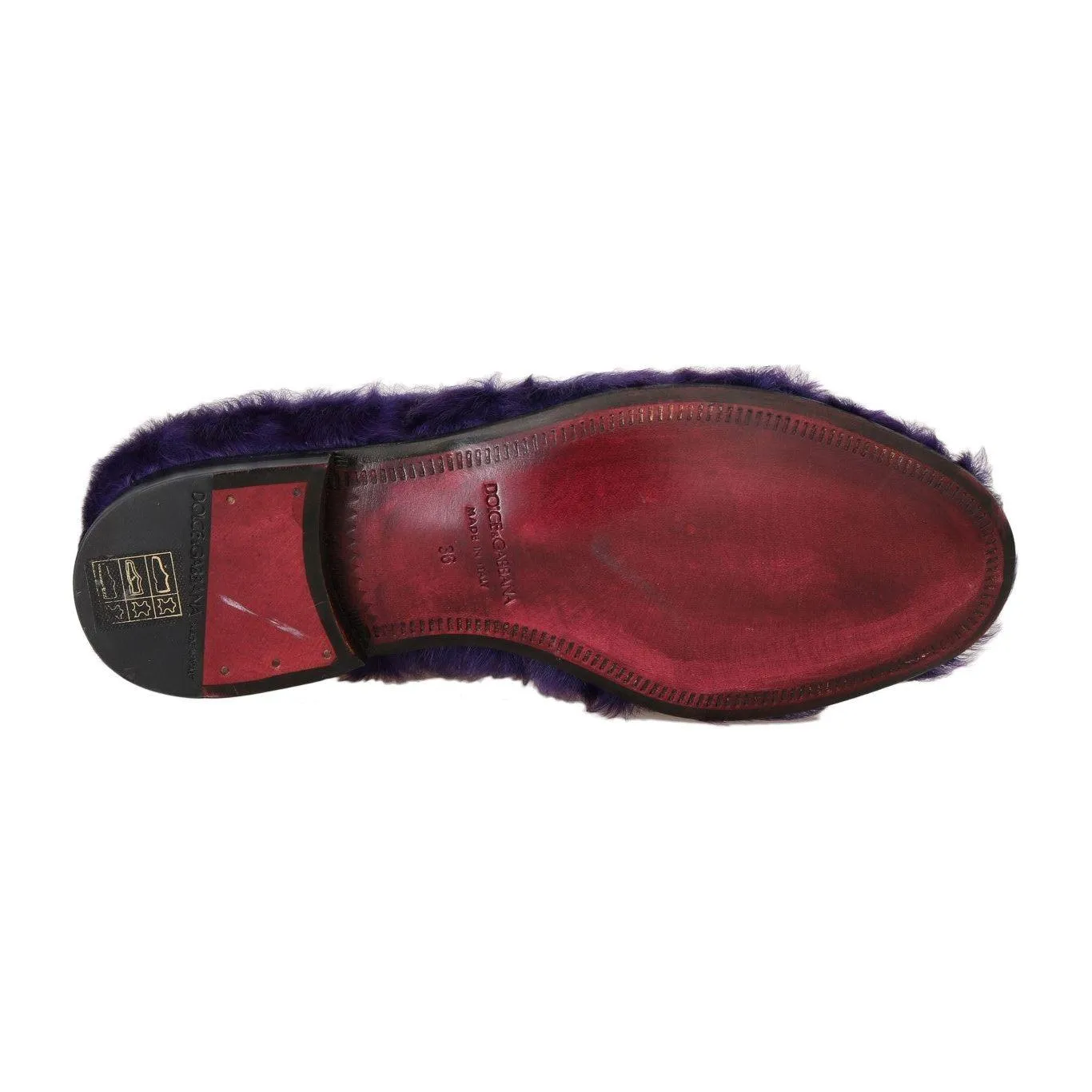 Dolce & Gabbana Plush Purple Sheep Fur Loafers