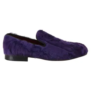 Dolce & Gabbana Plush Purple Sheep Fur Loafers