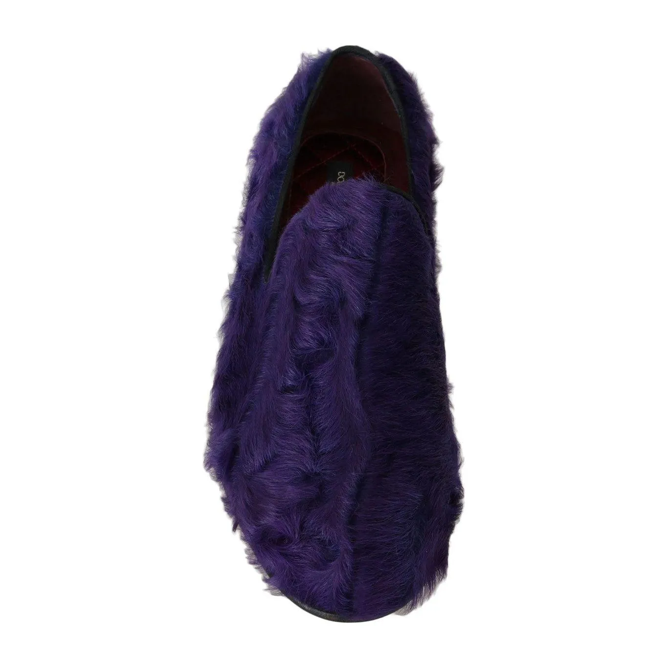 Dolce & Gabbana Plush Purple Sheep Fur Loafers