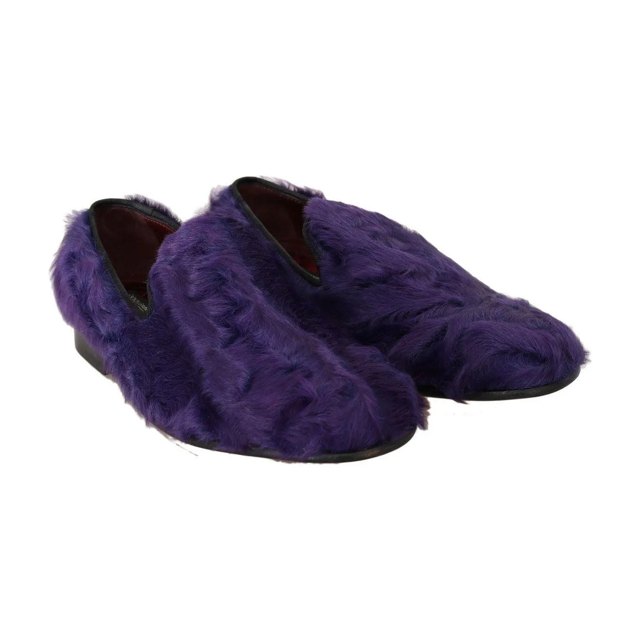 Dolce & Gabbana Plush Purple Sheep Fur Loafers