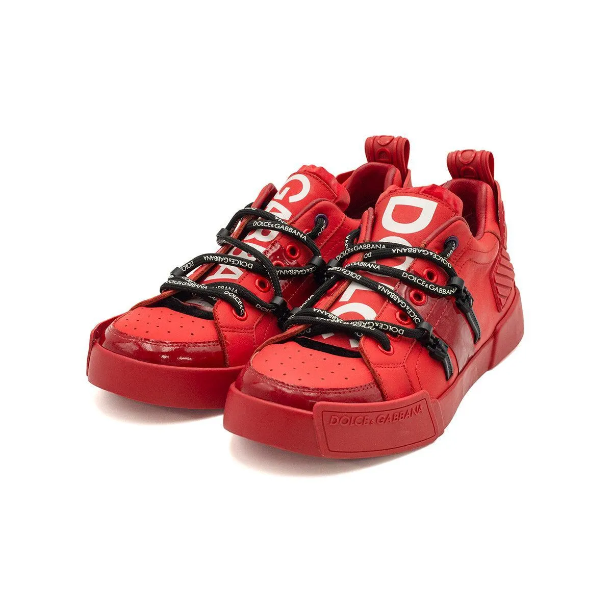 Dolce & Gabbana Portofino Low-Top Sneakers Leather Red Colour For Men