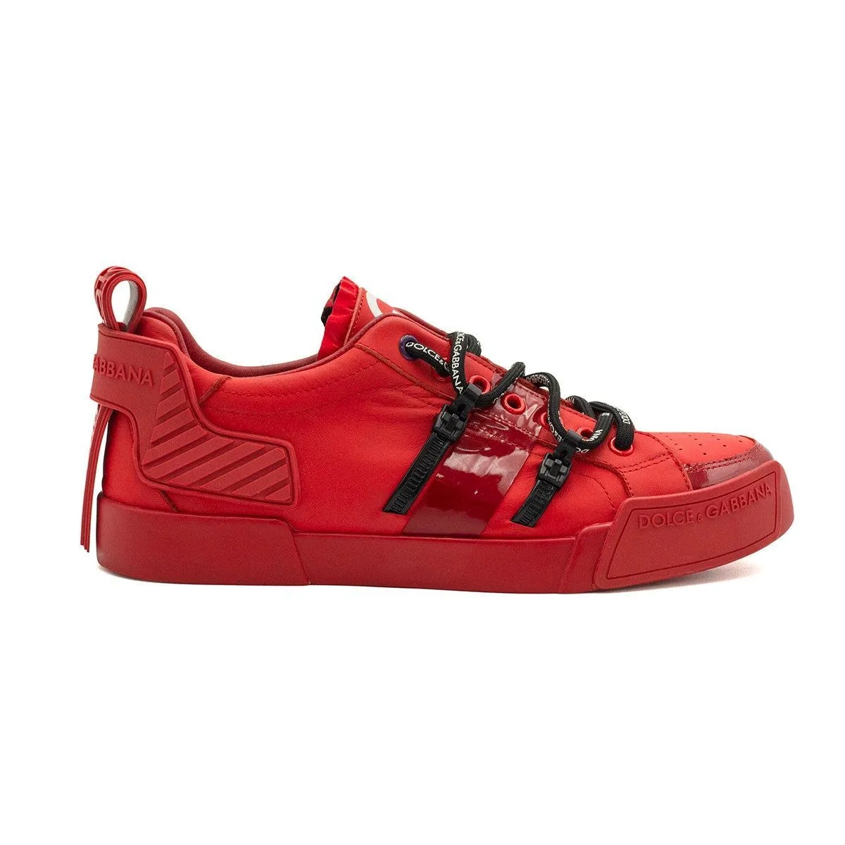 Dolce & Gabbana Portofino Low-Top Sneakers Leather Red Colour For Men