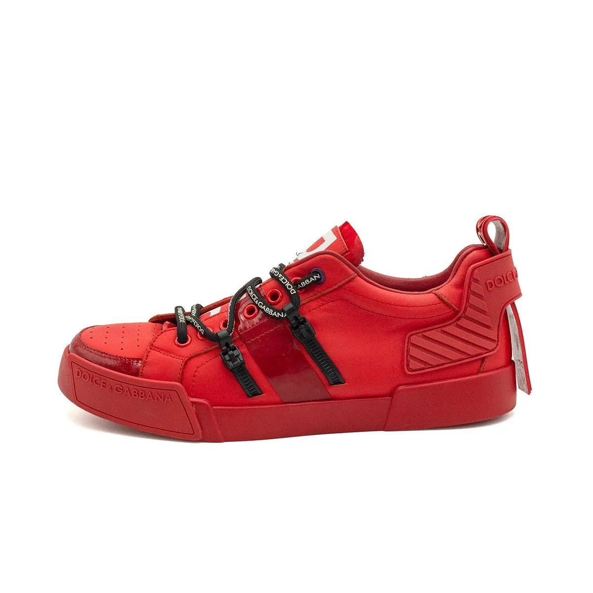 Dolce & Gabbana Portofino Low-Top Sneakers Leather Red Colour For Men