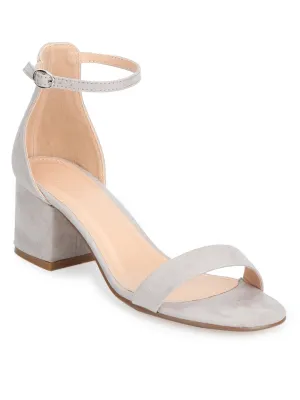 Dove Grey Ankle Strap Kitten Block Heels