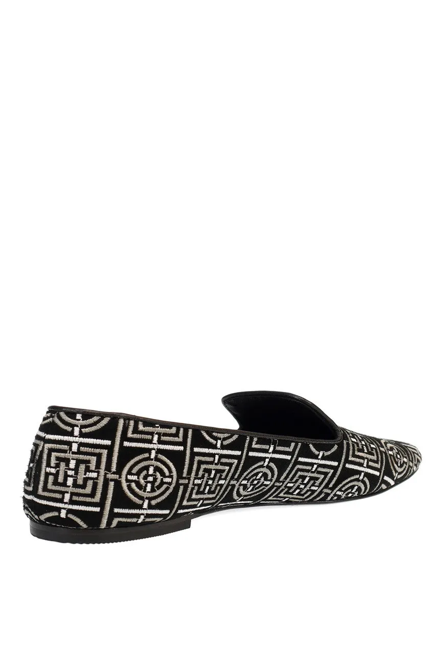 Edda Suede Infinity Embroidered Loafer