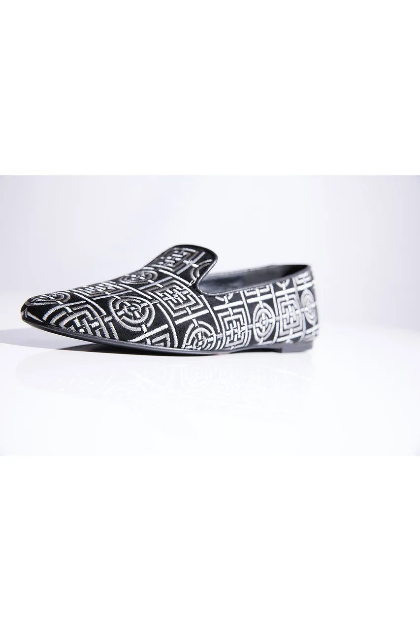 Edda Suede Infinity Embroidered Loafer