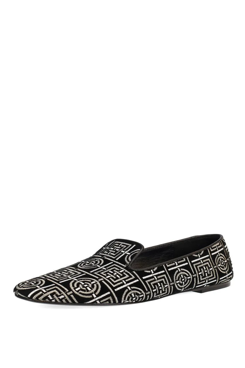 Edda Suede Infinity Embroidered Loafer